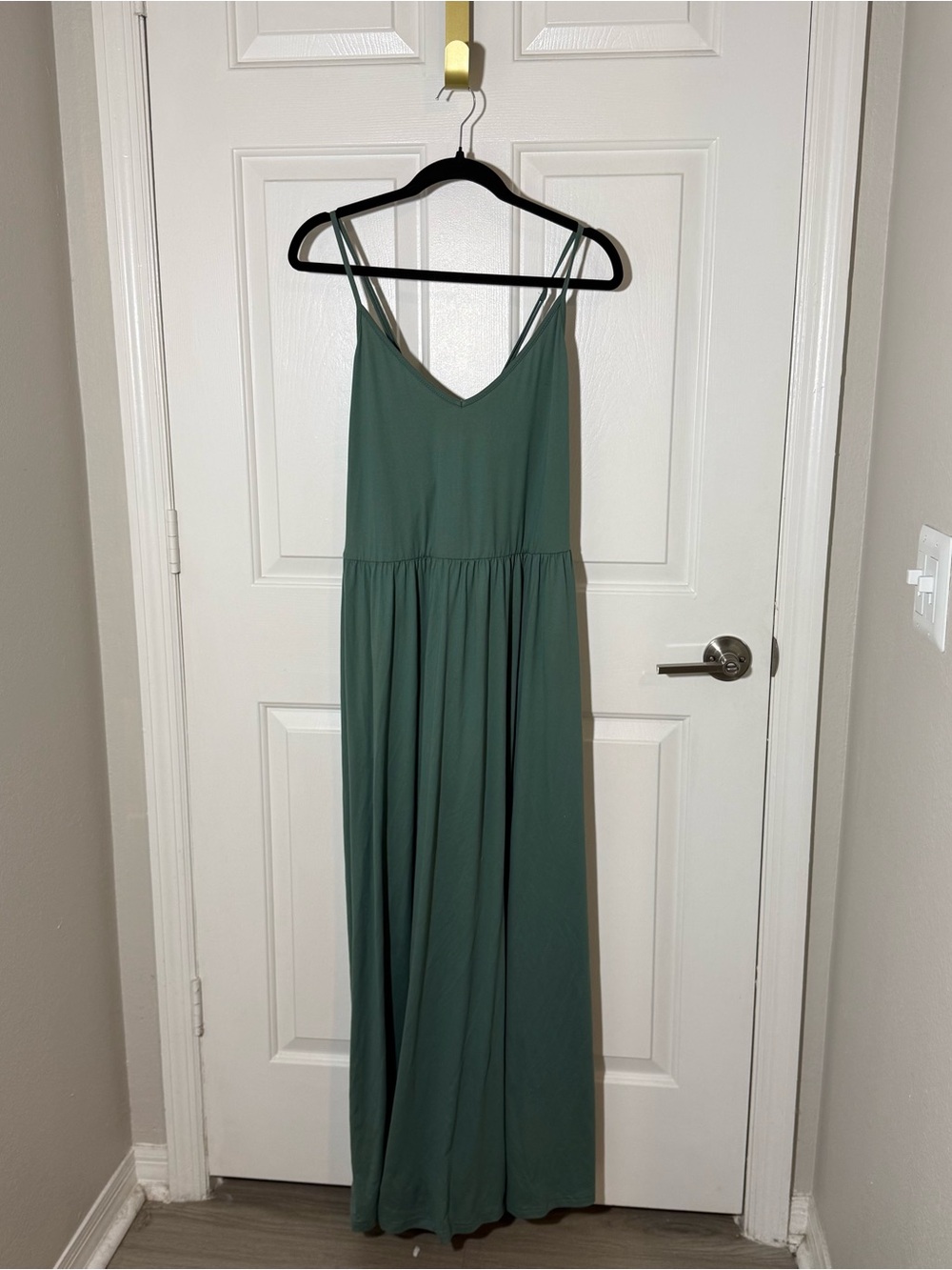 SHEIN Green Maxi Slip Dress with Double Straps